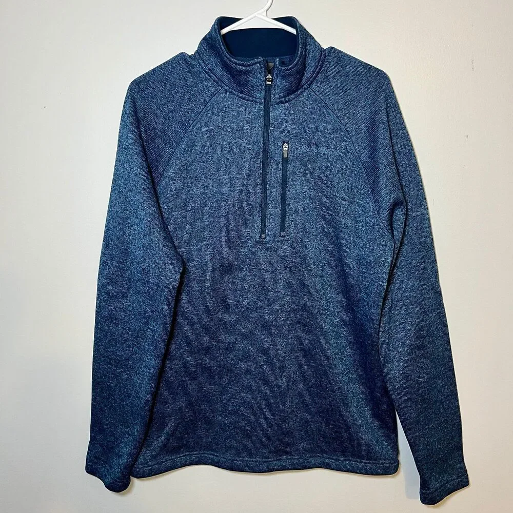Eddie Bauer Blue Quarter Zip Long Sleeve Sweater Men’s Size M Pocket Pullover